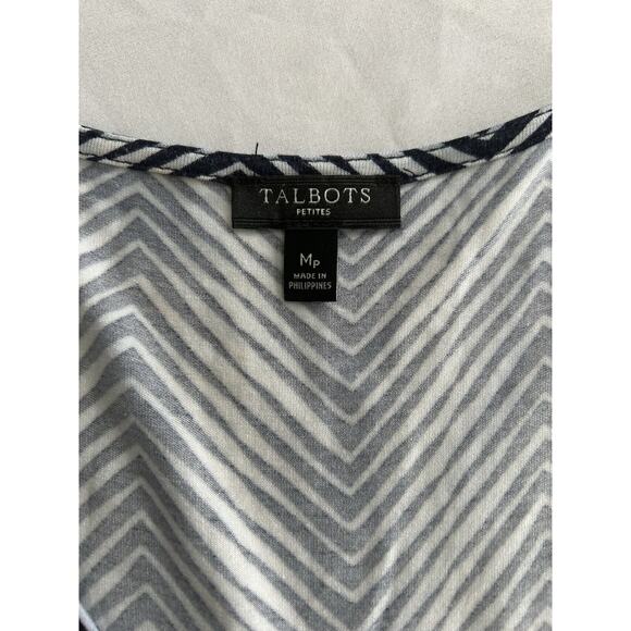 Talbots Jersey Maxi Dress Womens Size MP Navy White Striped Zig Zag Classic - Picture 5 of 9